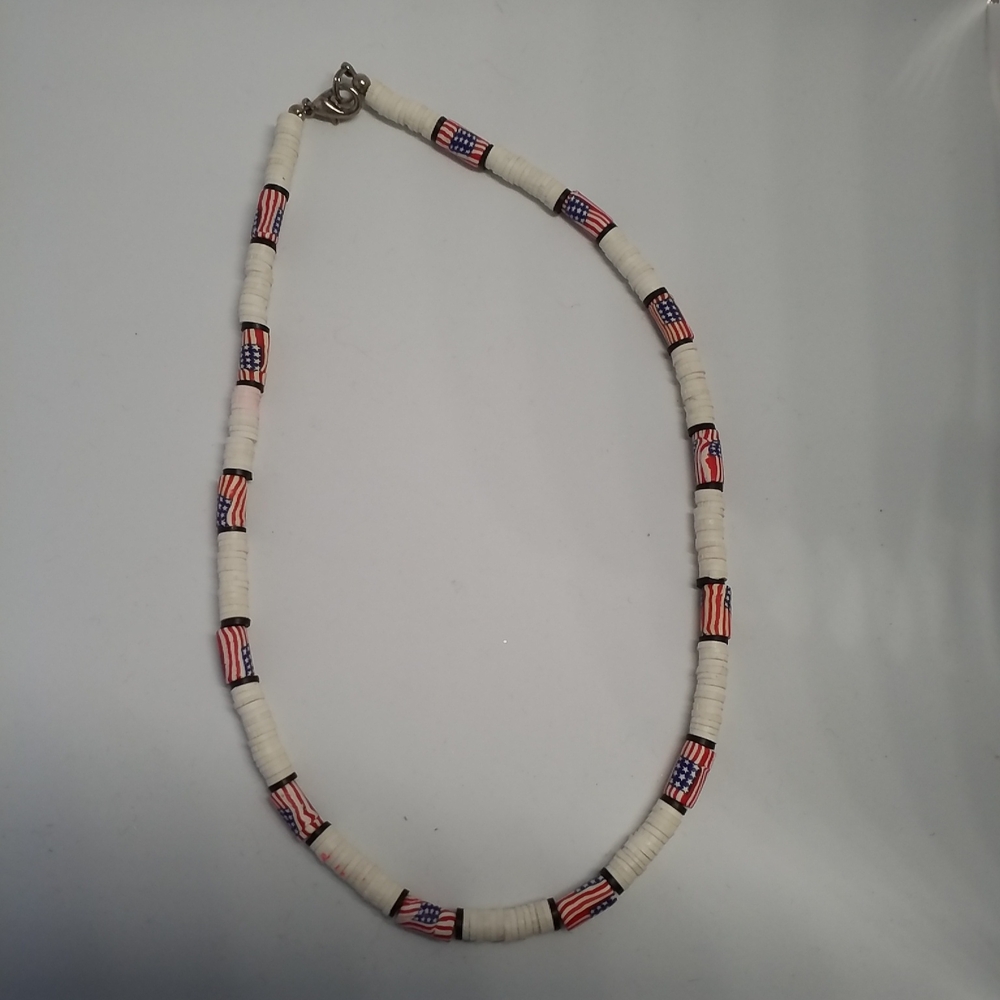 3/$15 CLAIRE'S Necklace USA Flag Bead